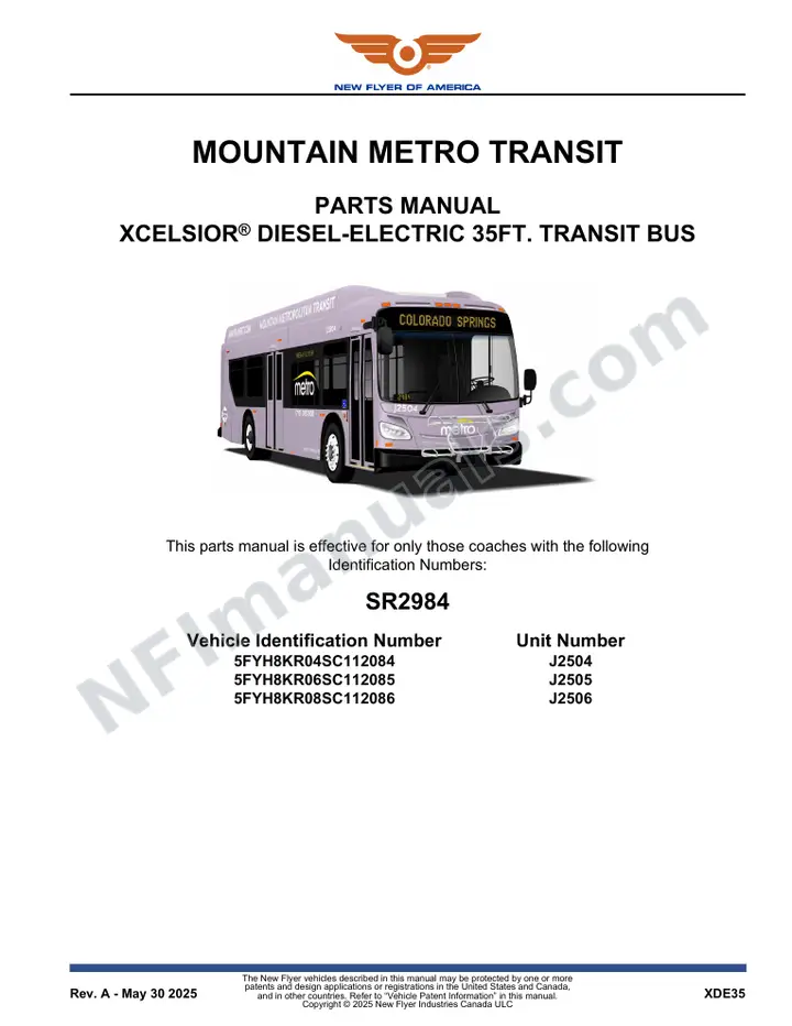 SR2984 Parts Manual, Mountain Metro Transit first-page preview