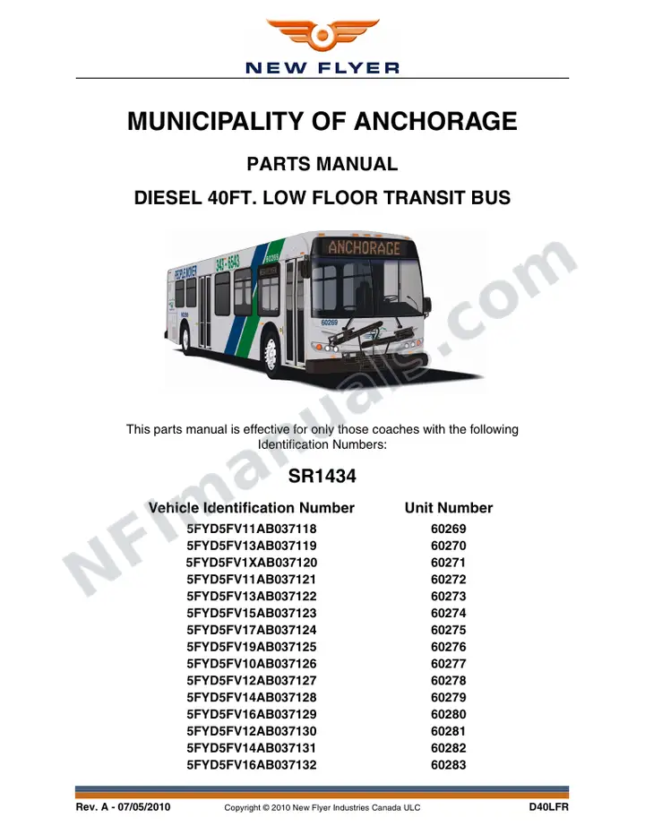 SR1434 Parts Manual, Municipality of Anchorage first-page preview