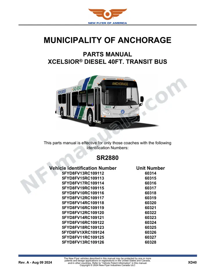 SR2880 Parts Manual, Municipality of Anchorage first-page preview