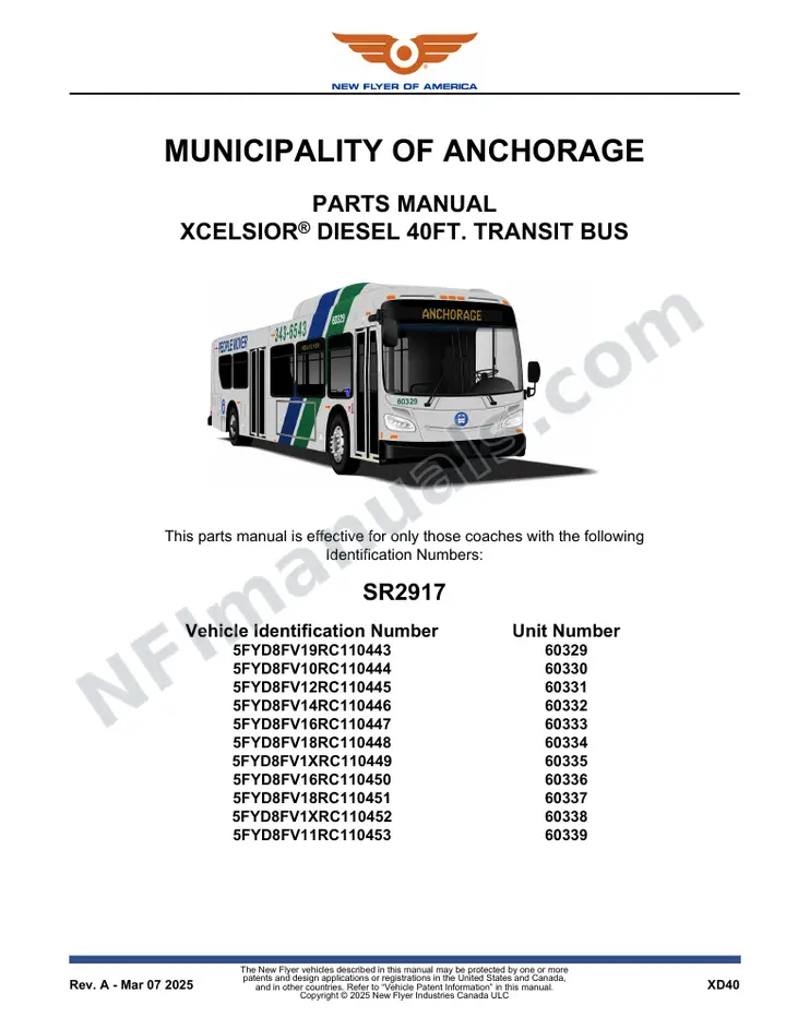 SR2917 Parts Manual, Municipality of Anchorage first-page preview