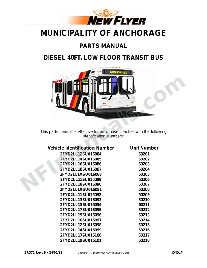 SR371 Parts Manual, Municipality of Anchorage first-page preview