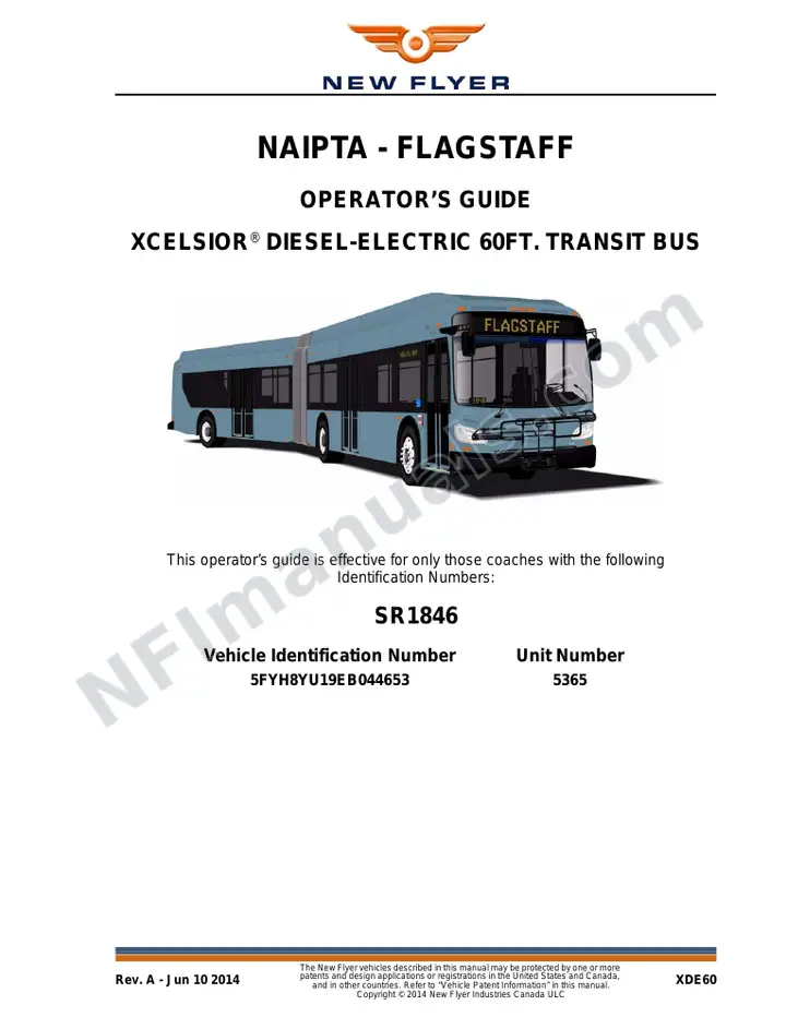 New Flyer XDE60 Manual Package - NAIPTA - Flagstaff included manual preview