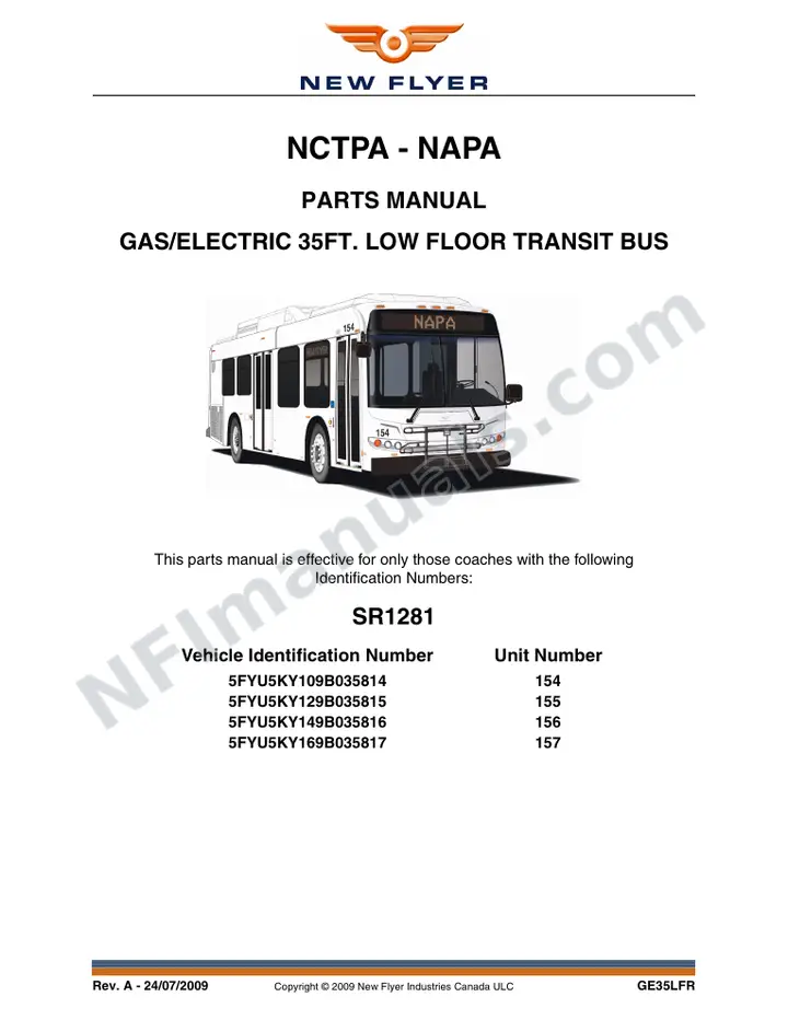 SR1281 Parts Manual, NCTPA - NAPA first-page preview