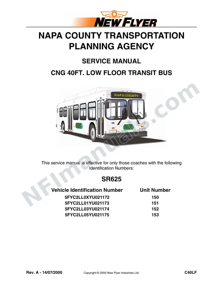 SR625 Service Manual, Napa County Transportation Planning Agency first-page preview