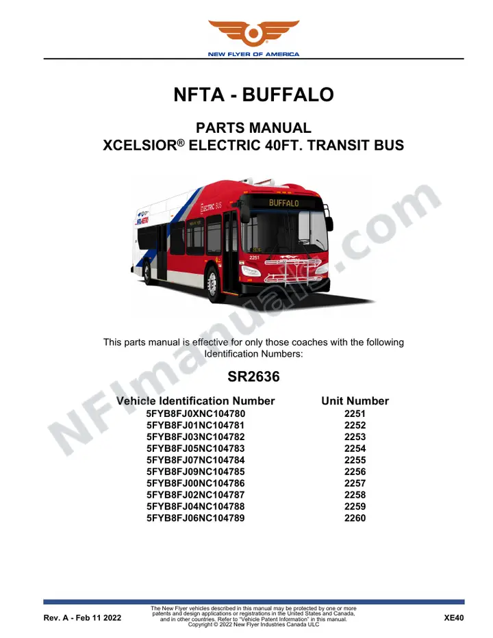 SR2636 Parts Manual, NFTA - Buffalo first-page preview
