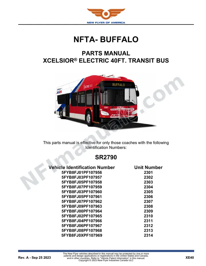 SR2790 Parts Manual, NFTA- Buffalo first-page preview