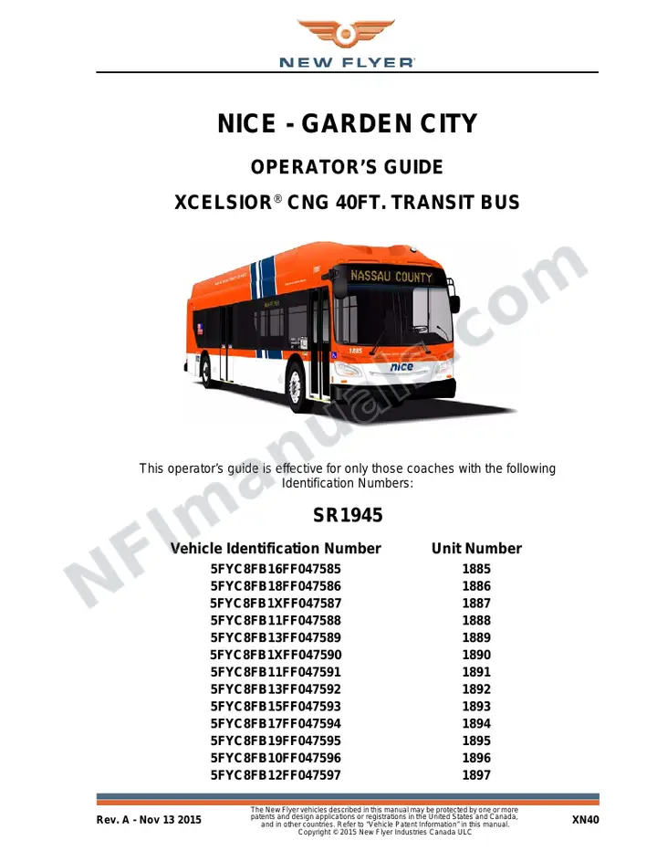 New Flyer XN40 Manual Package - NICE - Garden City included manual preview