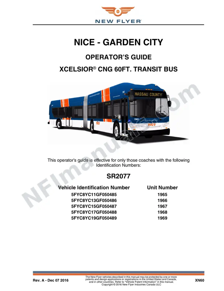 New Flyer XN60 Manual Package - NICE - Garden City included manual preview