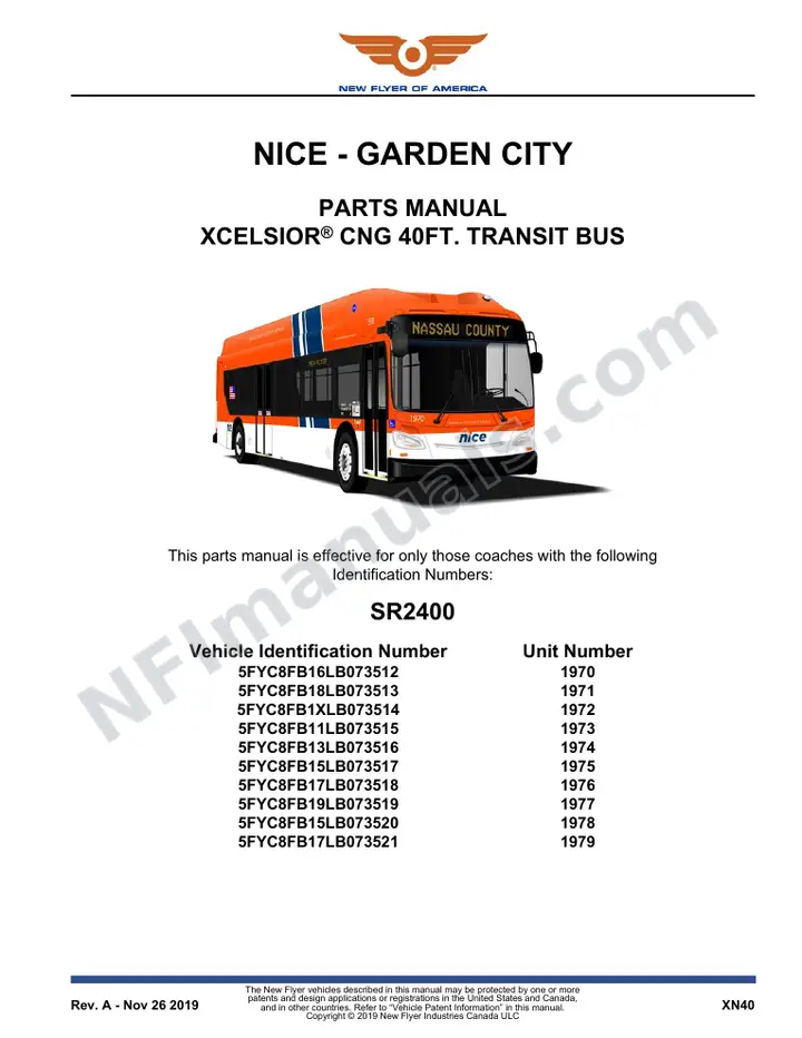 SR2400 Parts Manual, NICE - Garden City first-page preview