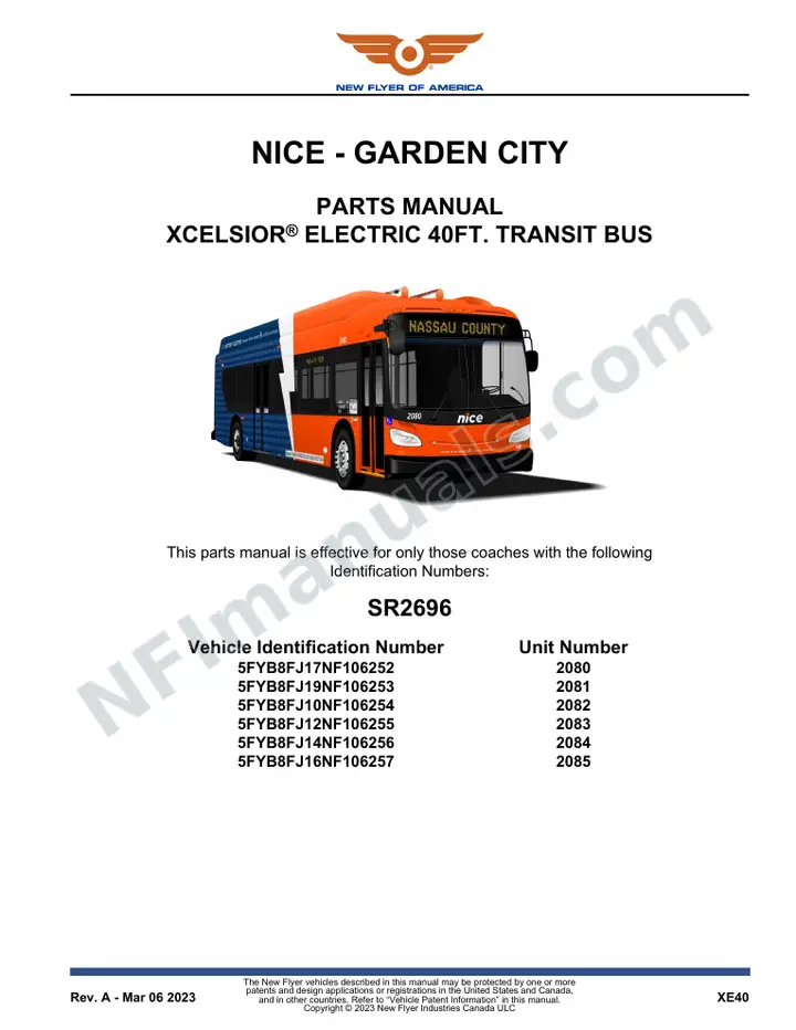 SR2696 Parts Manual, NICE - Garden City first-page preview