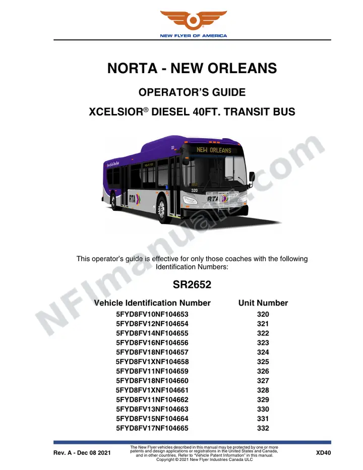 SR2652 Operator's Guide, NORTA - New Orleans first-page preview