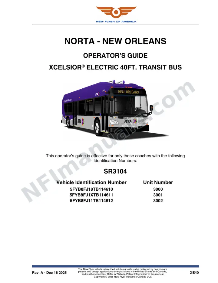 SR3104 Operator's Guide, NORTA - New Orleans first-page preview