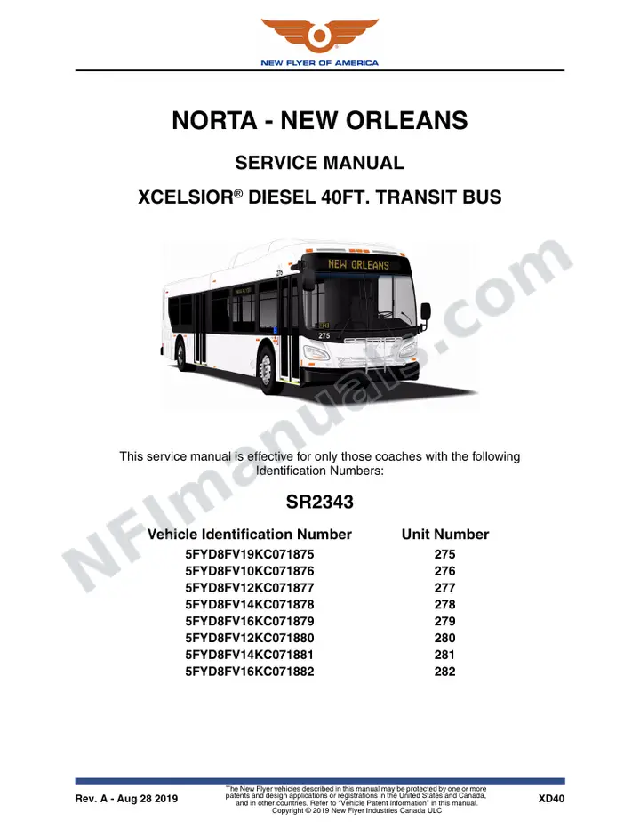 SR2343 Service Manual, NORTA - New Orleans first-page preview