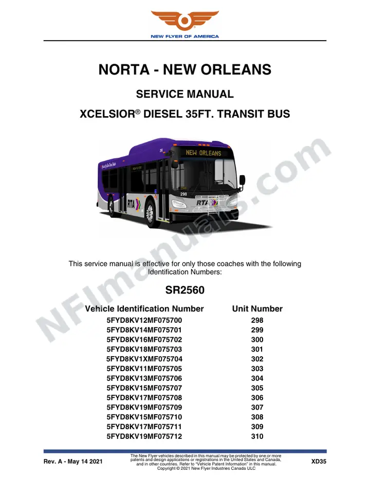 SR2560 Service Manual, NORTA - New Orleans first-page preview