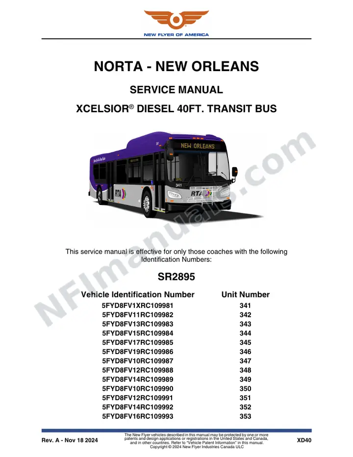 SR2895 Service Manual, NORTA - New Orleans first-page preview