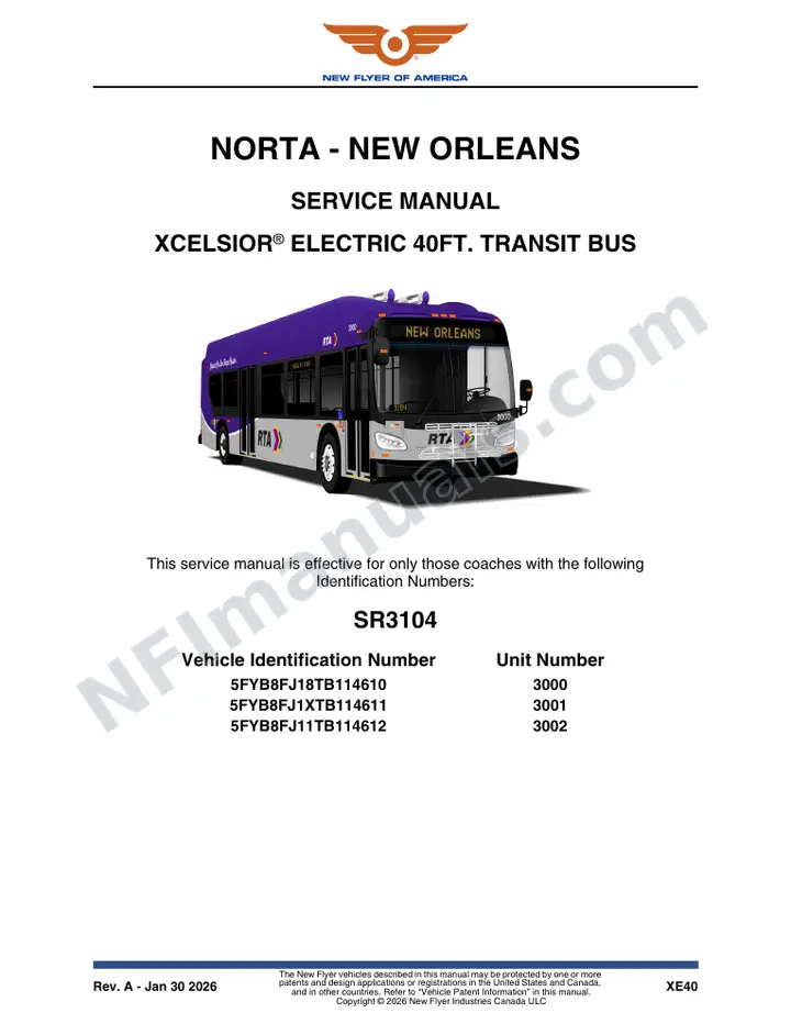 SR3104 Service Manual, NORTA - New Orleans first-page preview