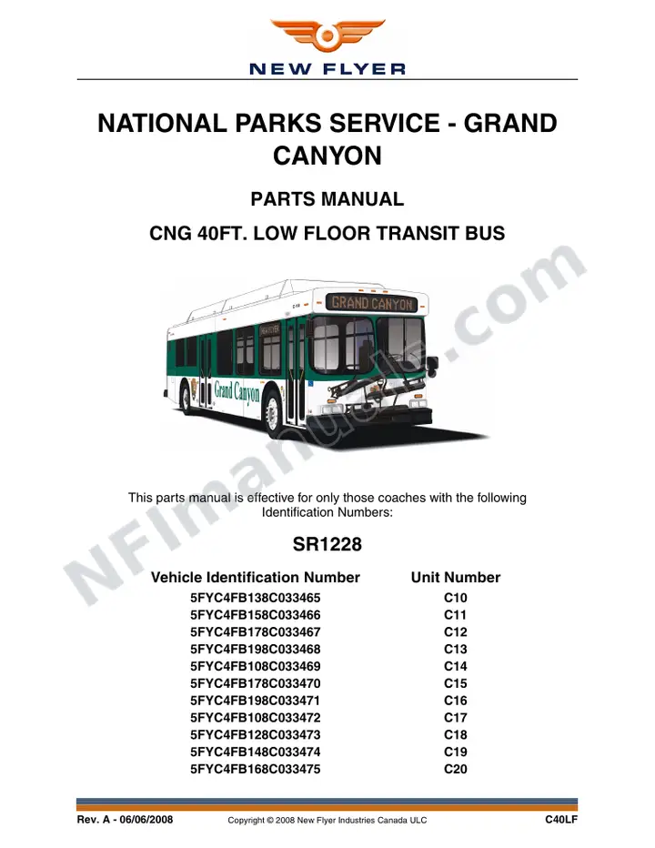 SR1228 Parts Manual, National Parks Service - Grand Canyon first-page preview