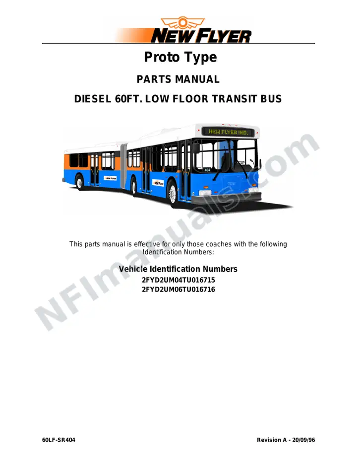 SR404 Parts Manual, 60' Low Floor ProtoType first-page preview