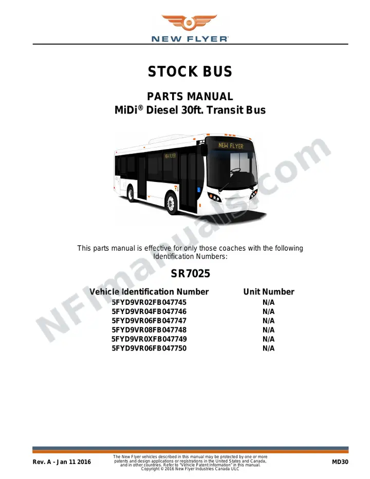 SR7025 Parts Manual, Stock Bus first-page preview