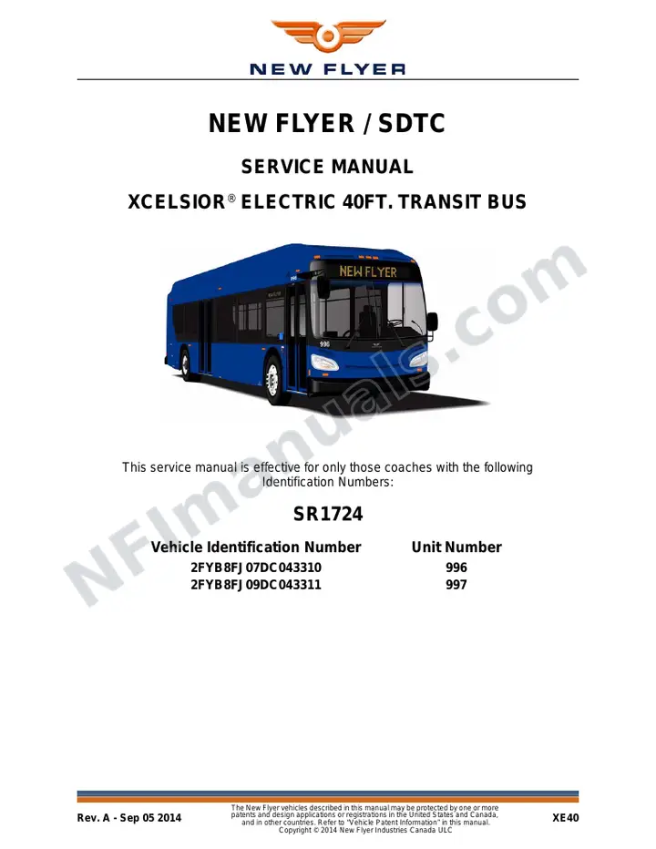 SR1724 Service Manual, New Flyer - SDTC first-page preview