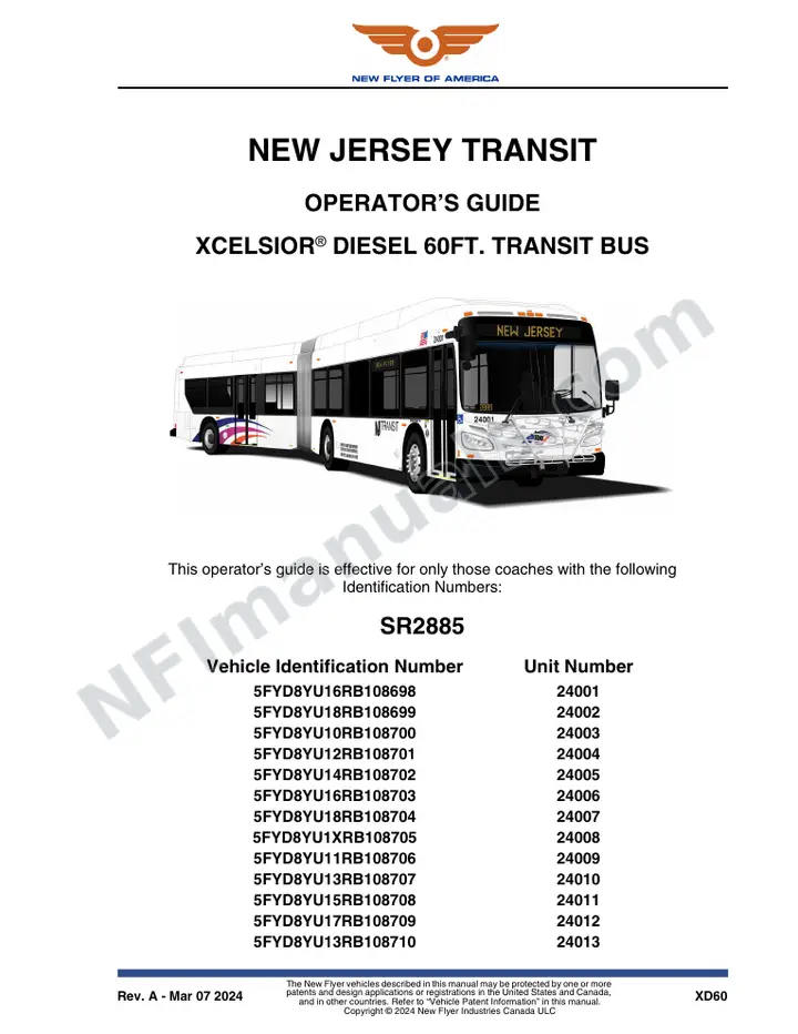 SR2885 Operator's Guide, New Jersey Transit first-page preview