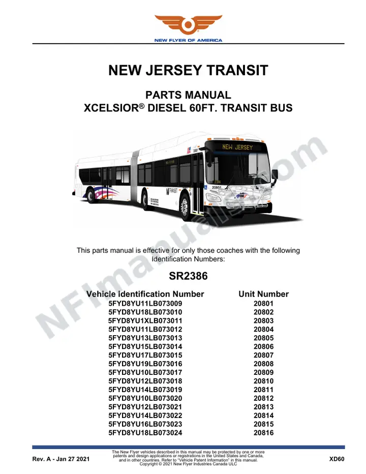 SR2386 Parts Manual, New Jersey Transit first-page preview