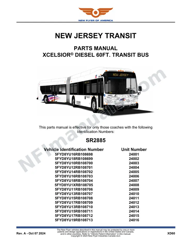 SR2885 Parts Manual, New Jersey Transit first-page preview