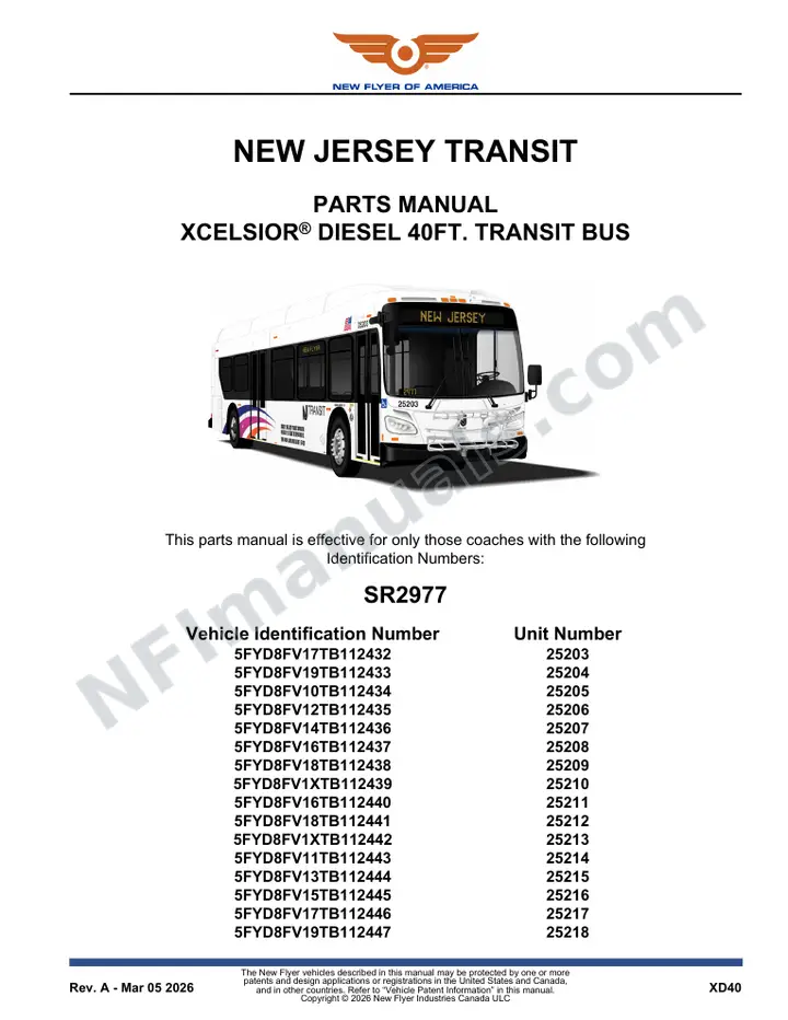 SR2977 Parts Manual, New Jersey Transit first-page preview