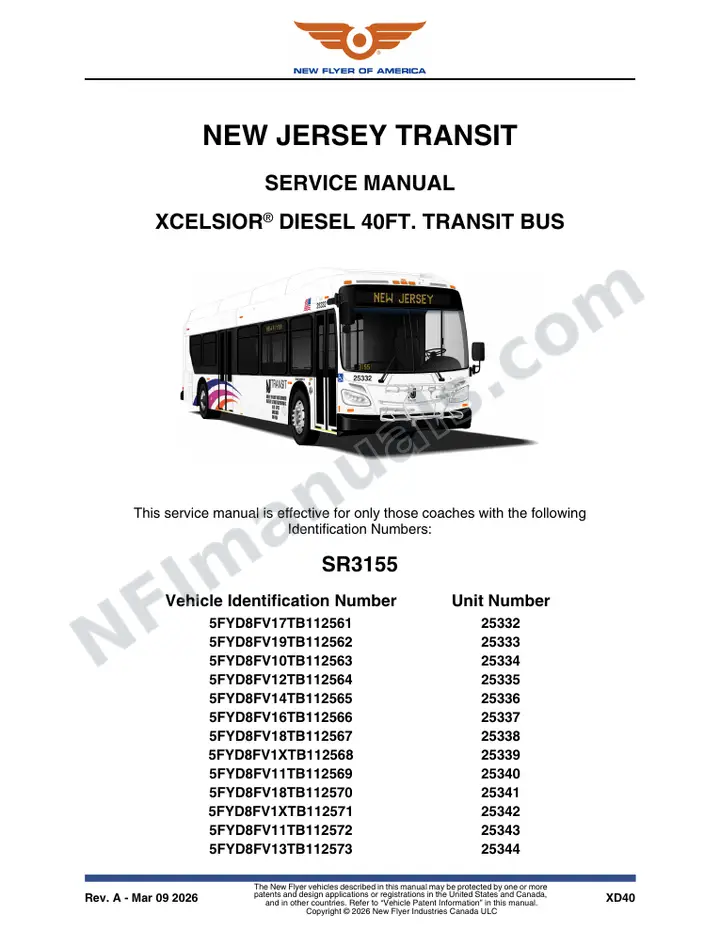 SR3155 Service Manual, New Jersey Transit first-page preview