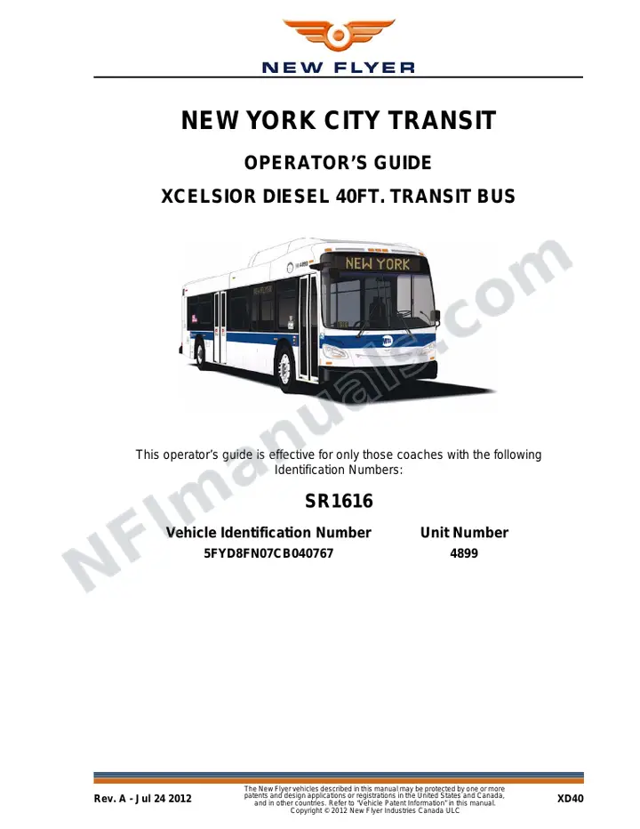 SR1616 Operator's Guide, New York City Transit first-page preview