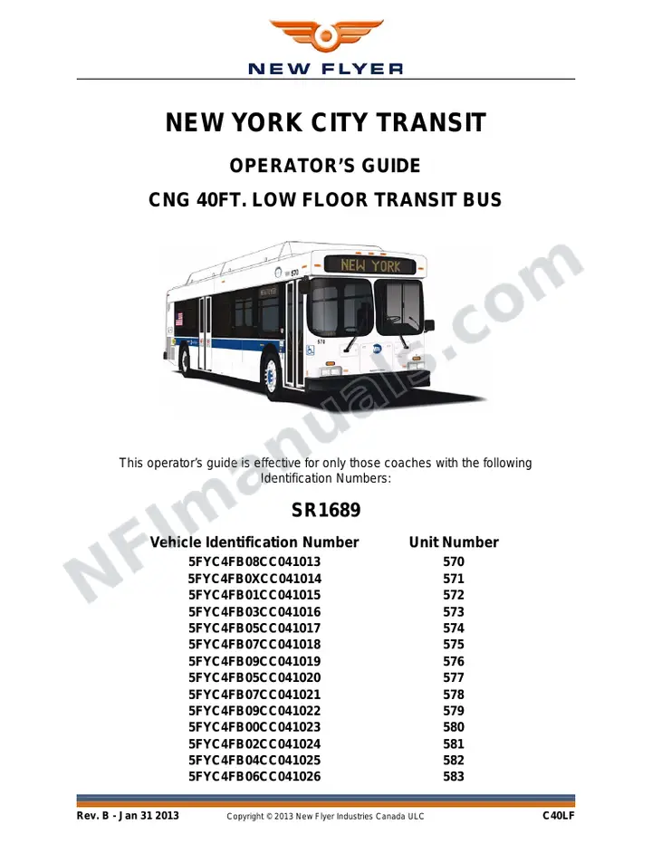 SR1689 Operator's Guide, New York City Transit first-page preview