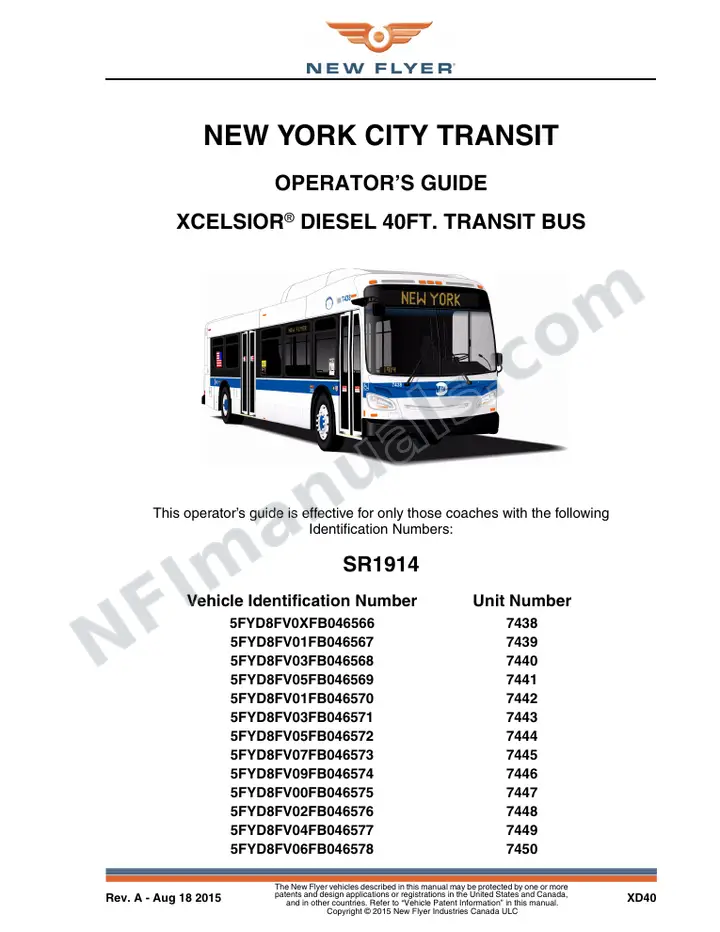 SR1914 Operator's Guide, New York City Transit first-page preview
