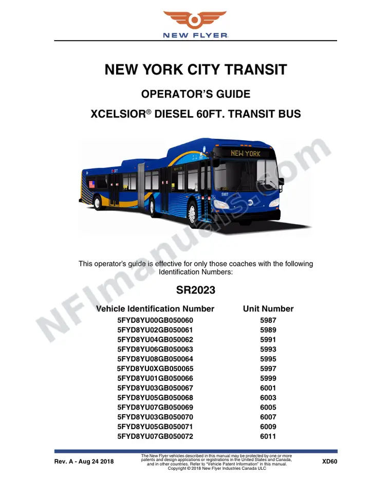 SR2023 Operator's Guide, New York City Transit first-page preview
