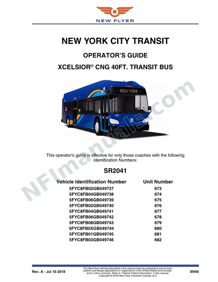 SR2041 Operator's Guide, New York City Transit first-page preview