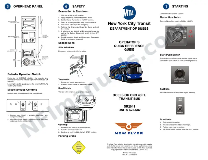 New Flyer XN40 Manual Package - New York City Transit included manual preview
