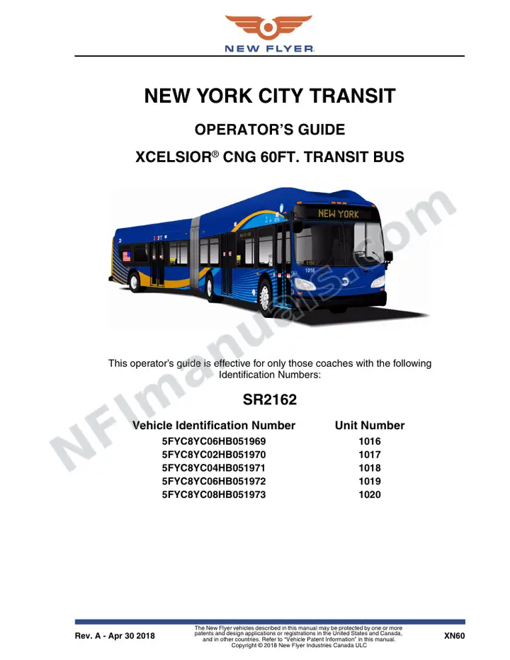 SR2162 Operator's Guide, New York City Transit first-page preview