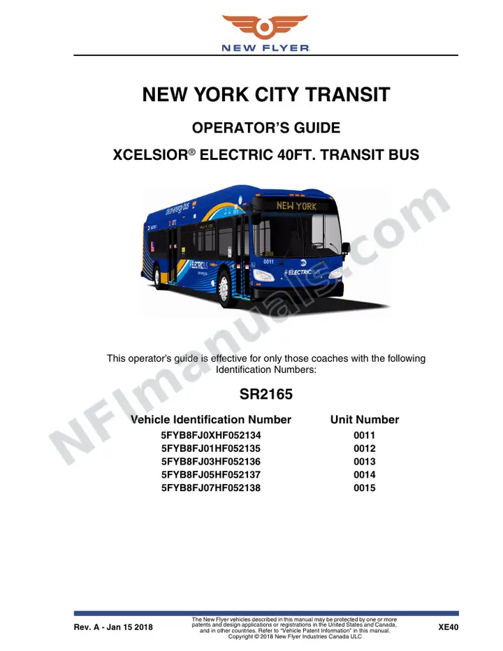 SR2165 Operator's Guide, New York City Transit first-page preview