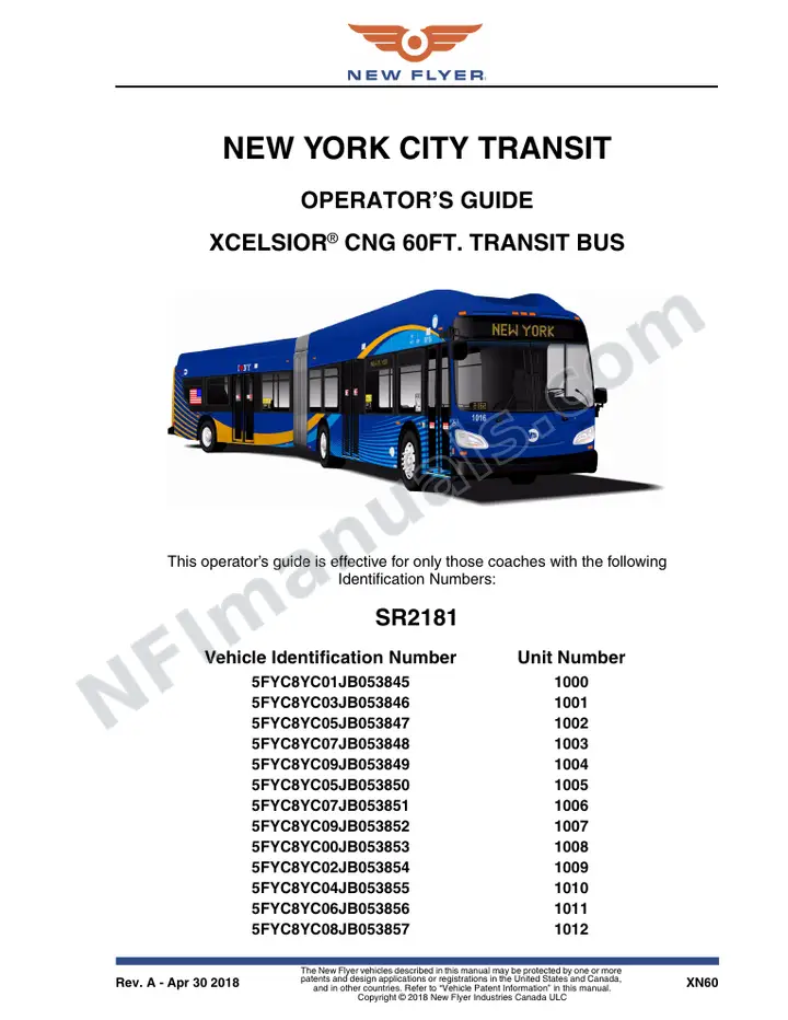 SR2181 Operator's Guide, New York City Transit first-page preview