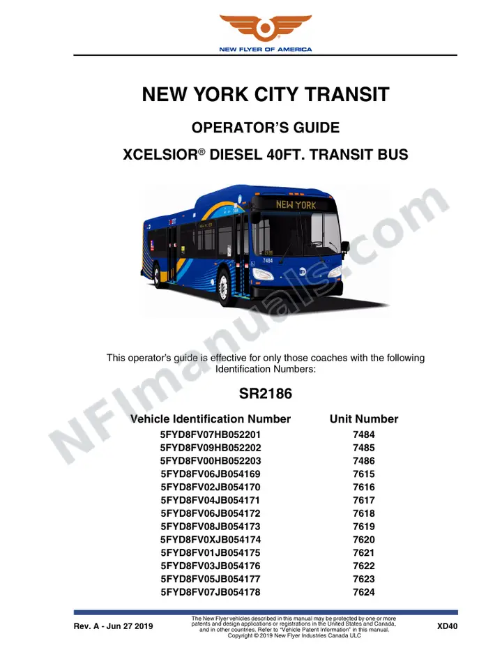 SR2186 Operator's Guide, New York City Transit first-page preview