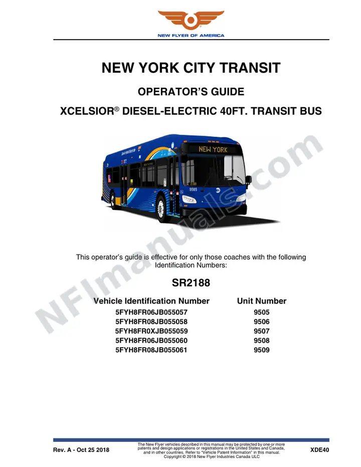 SR2188 Operator's Guide, New York City Transit first-page preview