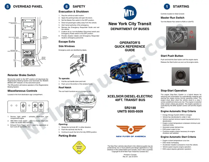 New Flyer XDE40 Manual Package - New York City Transit included manual preview