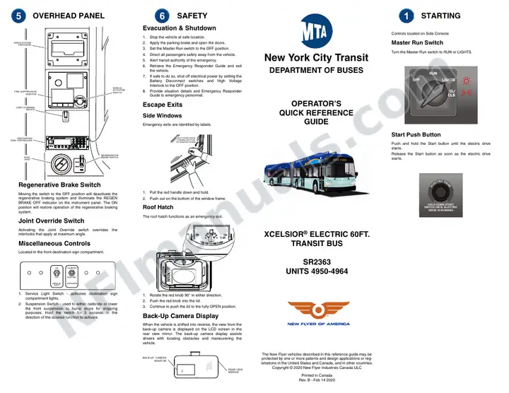 New Flyer XE60 Manual Package - New York City Transit included manual preview