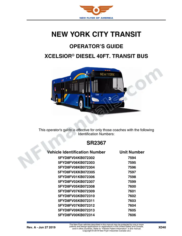 SR2367 Operator's Guide, New York City Transit first-page preview