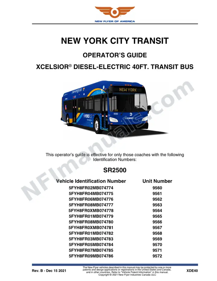 SR2500 Operator's Guide, New York City Transit first-page preview
