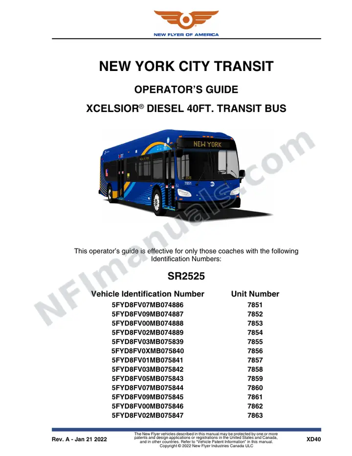 SR2525 Operator's Guide, New York City Transit first-page preview