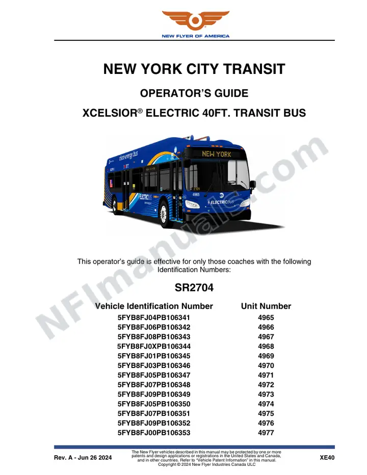 SR2704 Operator's Guide, New York City Transit first-page preview