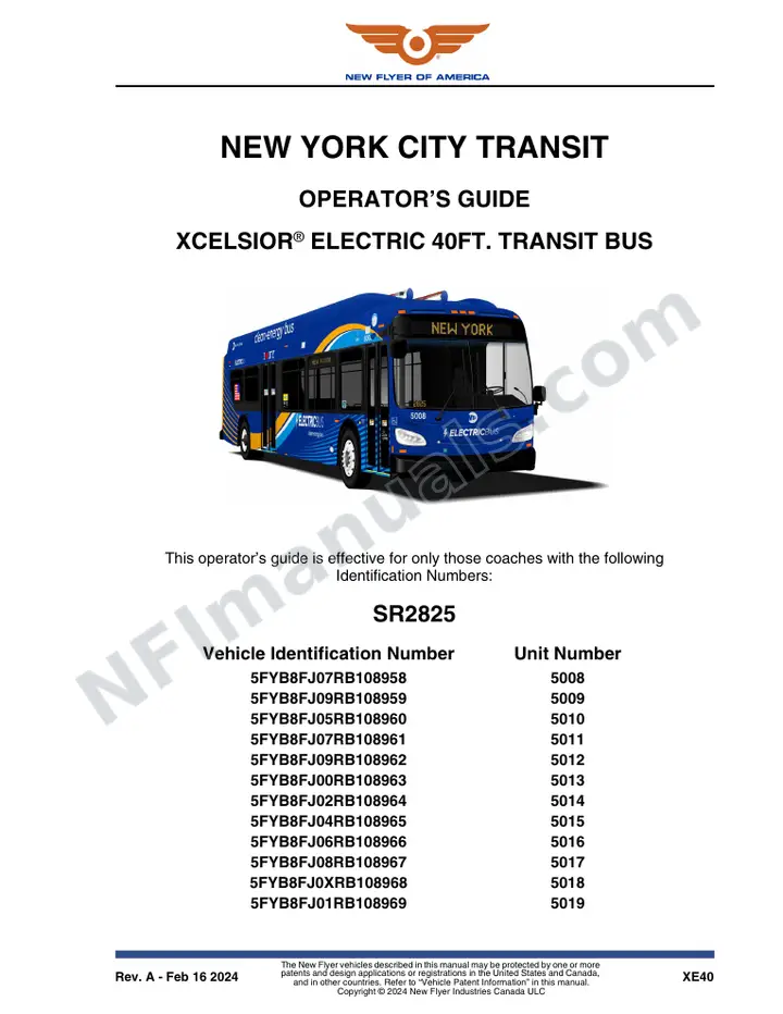 SR2825 Operator's Guide, New York City Transit first-page preview
