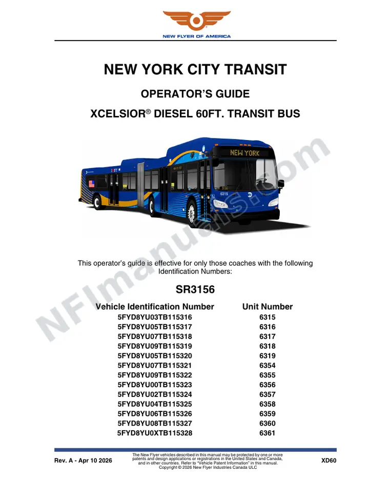 SR3156 Operator's Guide, New York City Transit first-page preview