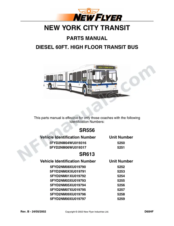 SR556/613 Parts Manual, New York City Transit first-page preview