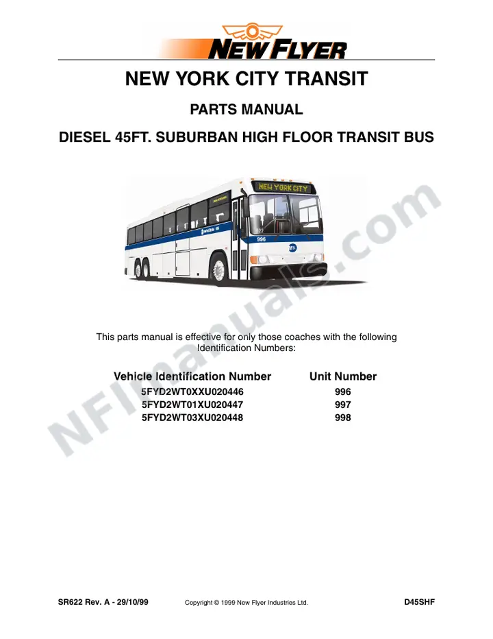 SR622 Parts Manual, New York City Transit first-page preview